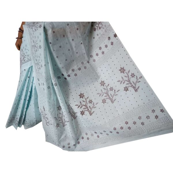 Light Blue Daily Wear Floral Printed Saree