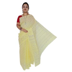 Yellow Pure Cotton Floral Print Saree for Daily Wear