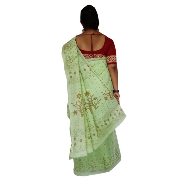 Light Green Floral Printed Saree for Daily Wear