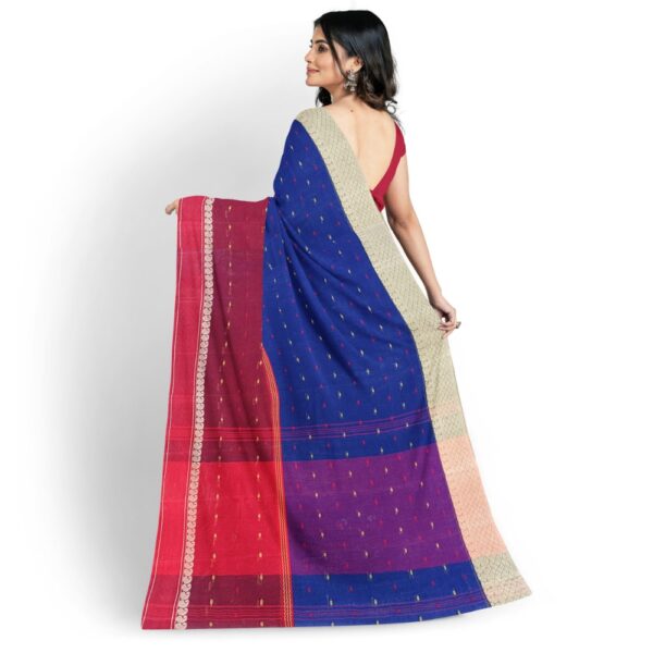 Navy blue cotton tant saree look