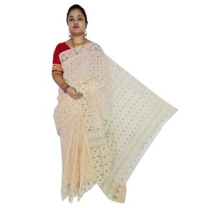 Beige Pure Cotton Floral Print Saree for Daily Wear and Summer