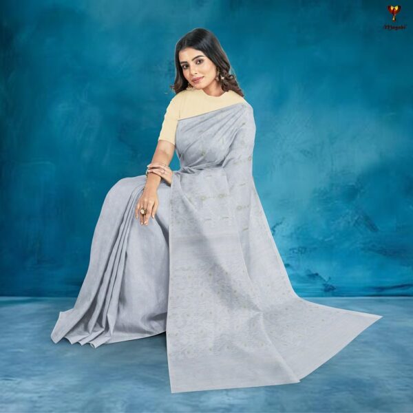 White Self Dhakai Jamdani Saree