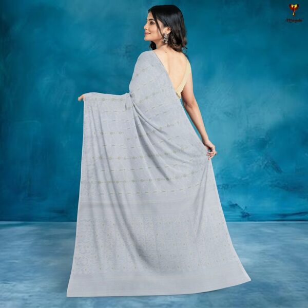 White Self Dhakai Jamdani Saree