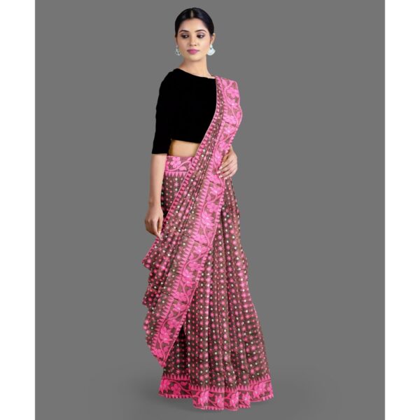 Brown and Pink Color Saree