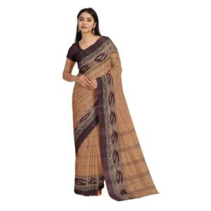 Brown Pure Cotton Sari