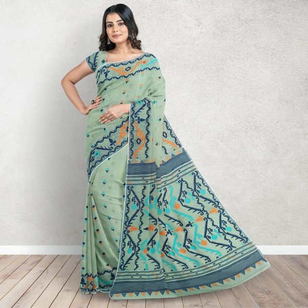 Pastel Green Color Jamdani Saree