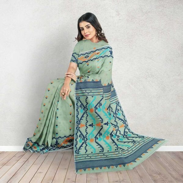 Pastel Green Color Jamdani Saree