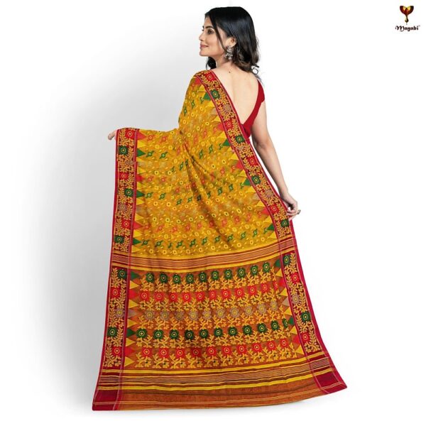 Yellow Original Jamdani Saree for Haldi Ceremony