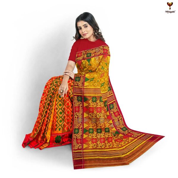 Yellow Original Jamdani Saree for Haldi Ceremony