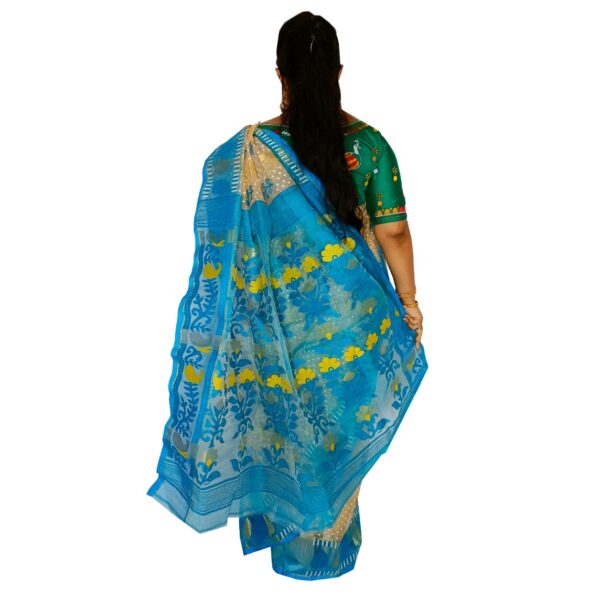 Off White and Blue Saree