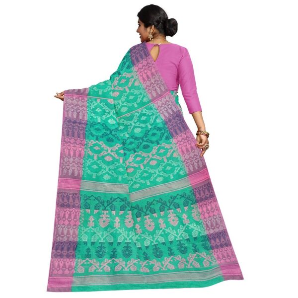 Ocean Green Cotton Jamdani Saree