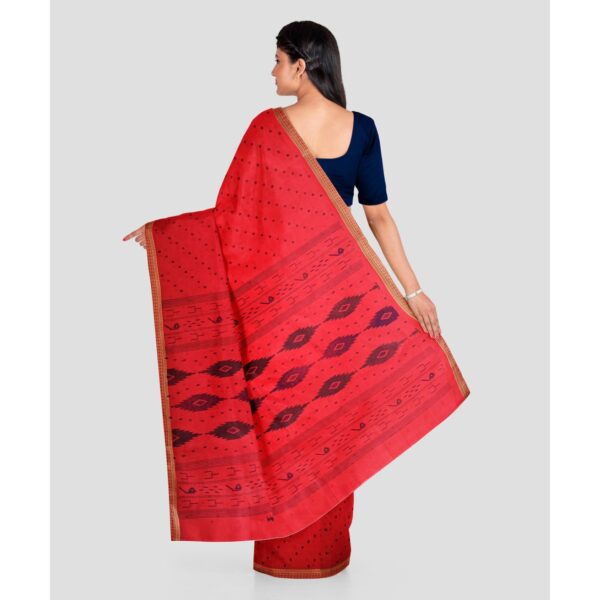 Red Pure Cotton Floral Printed Saree