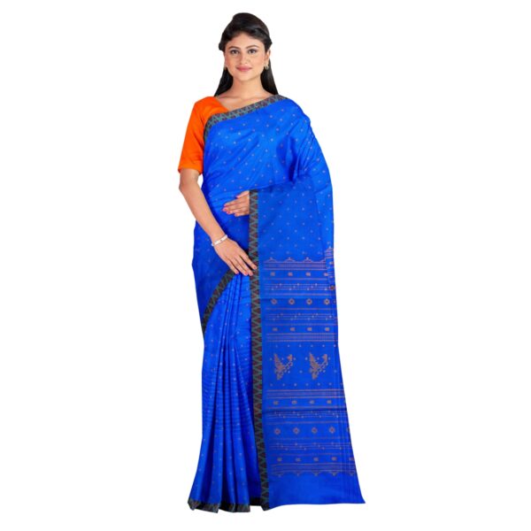 Royal Blue Cotton Printed Saree