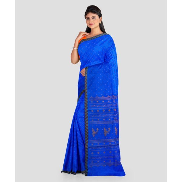 Royal Blue Cotton Printed Saree