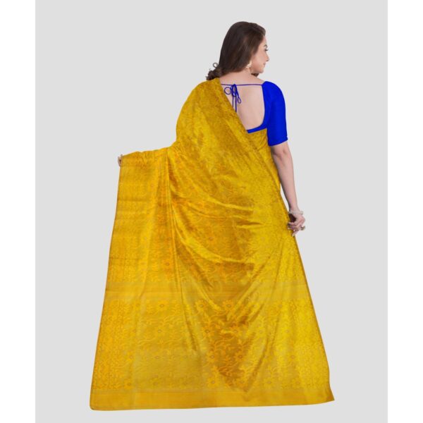 Yellow Self Jamdani Saree