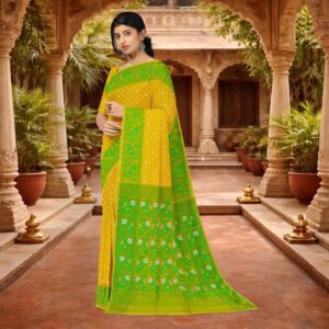 Yellow Green Dhakai Jamdani Sa...