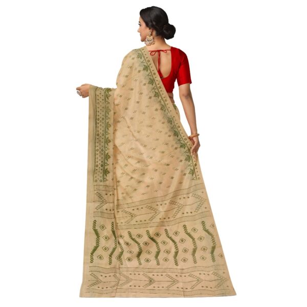 Off White Cotton Sari Printed Design