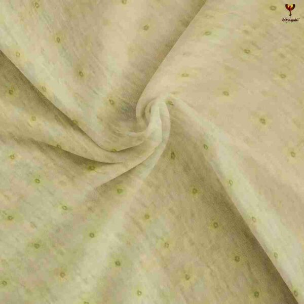 Off White and Green Resham Silk Jamdani Saree