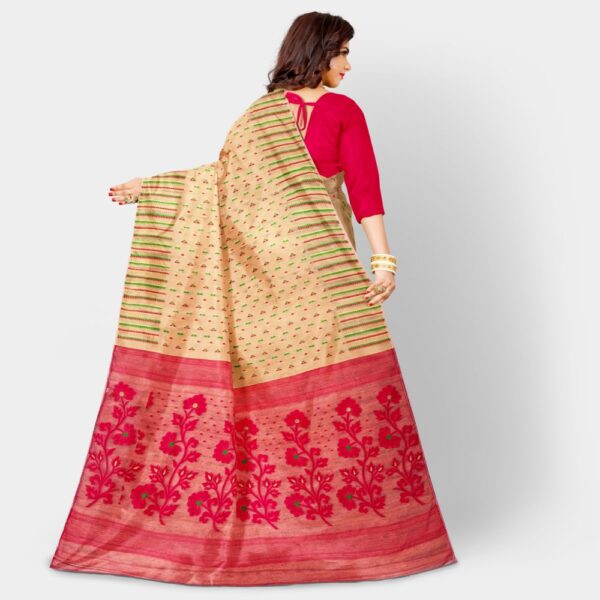 Off White and Red Dhakai Jamdani Saree