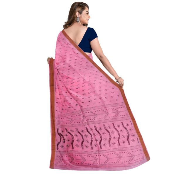 Pink Cotton Printed Sari