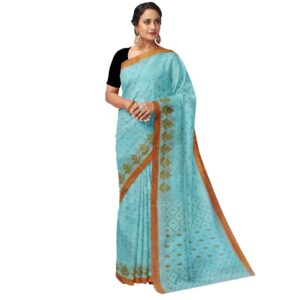 Sky Blue Floral Cotton Printed...