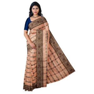 Beige Pure Cotton Saree with All Over Handwoven Buti Work