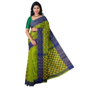 Green Baluchari Saree in Pure Cotton (Fully Hand Woven Tant)