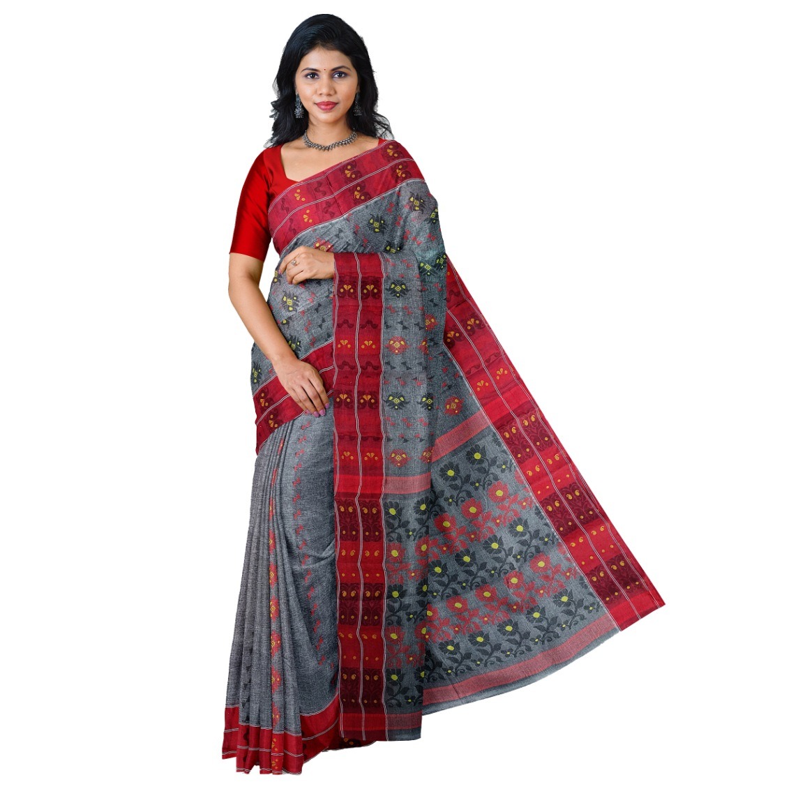 Red Baluchari Handloom Pure Silk Saree - Buy Now