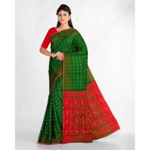 Authentic Green Jamdani Saree in Pure Resham Cotton