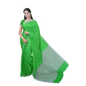 Green Bengali Silk Handloom Sa...