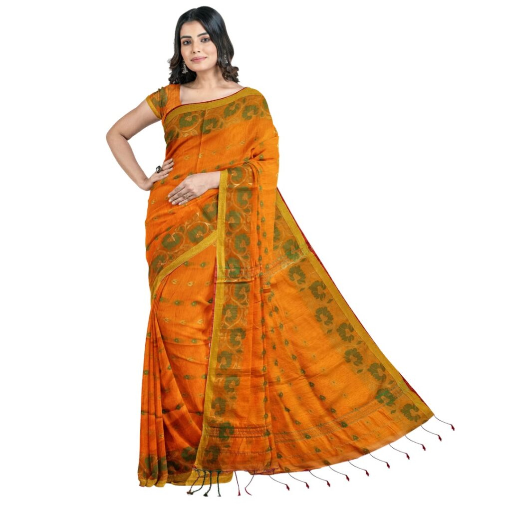 Nisarga Mustard Bagru Saree