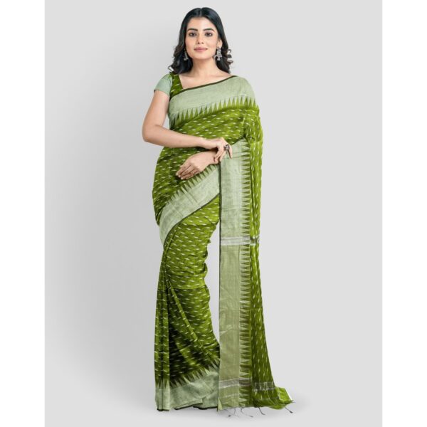 Mehendi Green Silk Saree for Party Wear