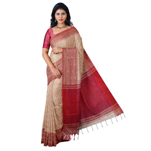 Off White Handloom Saree with Red Border