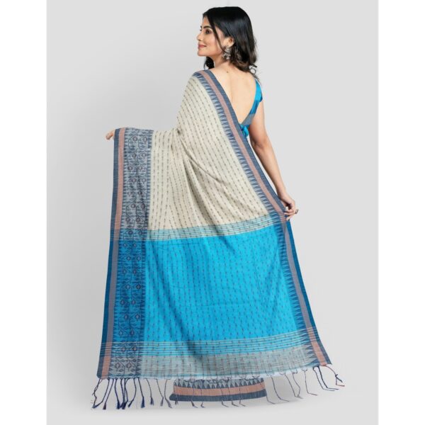 Off White and Blue Saree
