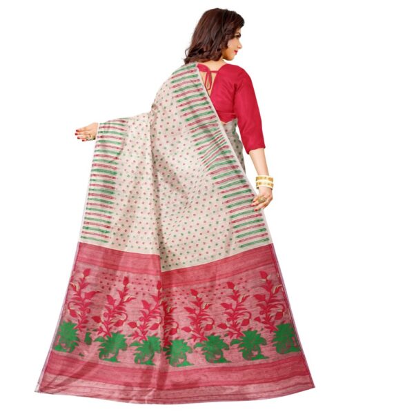 Off White and Red Soft Jamdani Saree