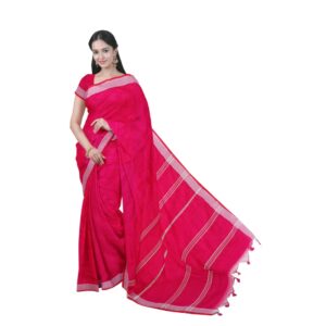Rani Pink Bengali Silk Handloo...