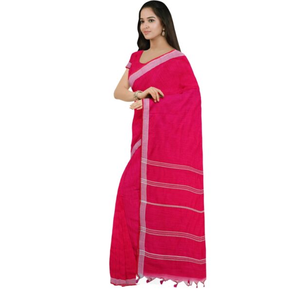 Rani Pink Silk Bengali Handloom Sari