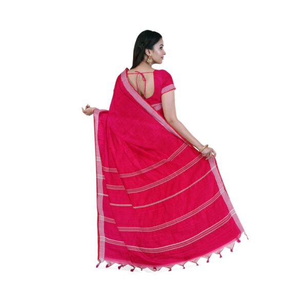 Rani Pink Silk Bengali Handloom Sari