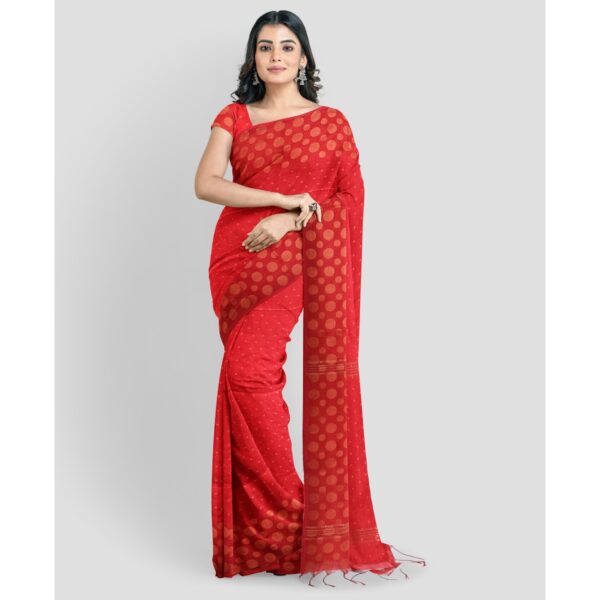Red Silk Handloom Saree with Golden Border