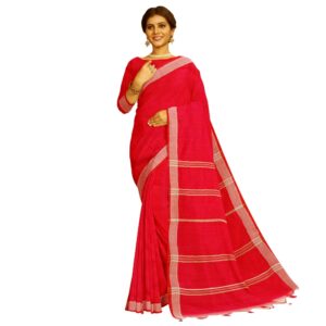 Red Striped Silk Handloom Sari