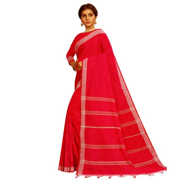 Red Striped Silk Handloom Sari
