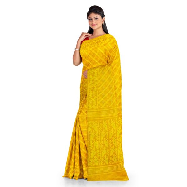Yellow Jamdani Saree for Gaye Holud or Haldi