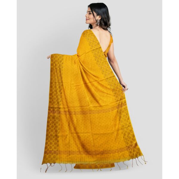 Yellow Silk Saree with Golden Border