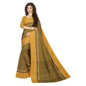 Dark Green Cotton Tant Saree