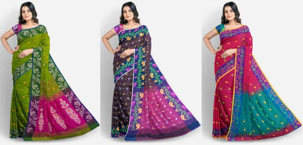 Fancy Handloom Tant Bengali Sarees