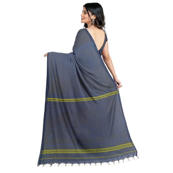Navy Blue Silk Handloom Saree with Blouse Piece
