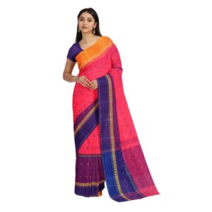 Pink Tant Saree in Pure Cotton...