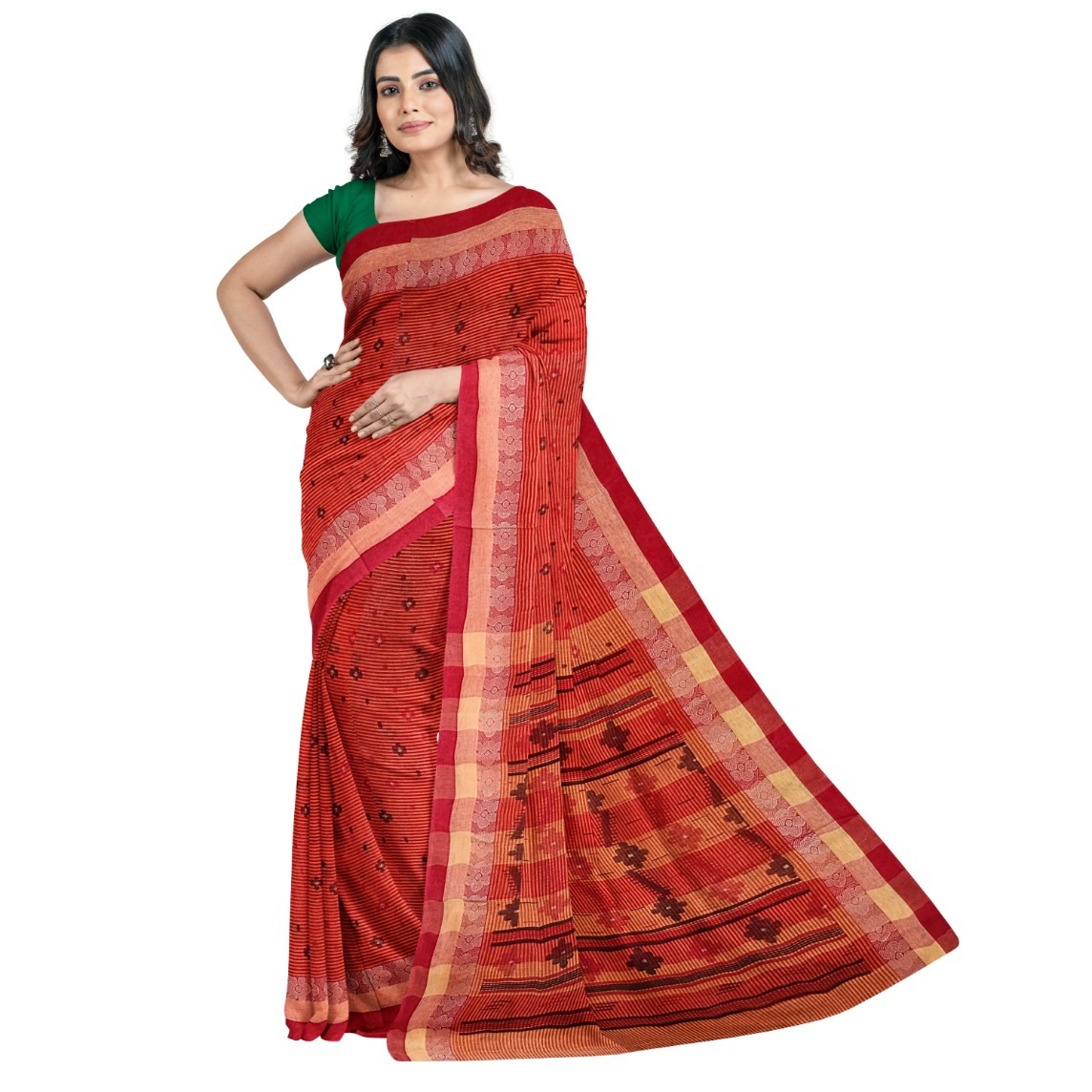 Buy Fabindia Red & Pink Cotton Silk Woven Saree Without Blouse for Women  Online @ Tata CLiQ