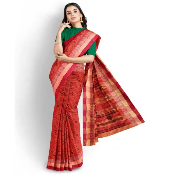Red Cotton Tant Sarees
