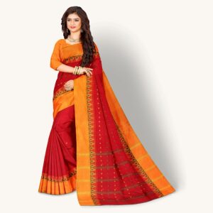 100% Pure Cotton Red Bengali T...